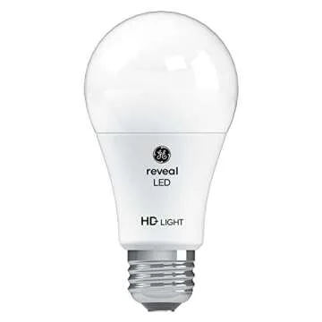 GE Lighting Reveal LED Light Bulbs, 9 Watt (60 Watt Equivalent) HD+ Light, Standard Bulb Shape, Medium Base, Dimmable (2 Pack), White