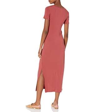 Amazon Essentials Women's Jersey Standard-Fit Short-Sleeve Crewneck Side Slit Maxi Dress (Previously...