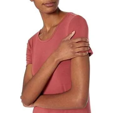 Amazon Essentials Women's Jersey Standard-Fit Short-Sleeve Crewneck Side Slit Maxi Dress (Previously Daily Ritual), Brick Red, Small