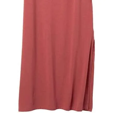 Amazon Essentials Women's Jersey Standard-Fit Short-Sleeve Crewneck Side Slit Maxi Dress (Previously Daily Ritual), Brick Red, Small
