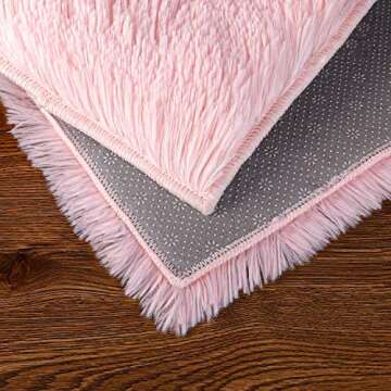 Ophanie Pink Rugs for Bedroom Girls, Machine Washable Fluffy Shaggy Soft Cute Area Rug, Non-Slip Indoor Floor Carpet for Living Room, Kids Baby Teen Dorm Home Decor Aesthetic, Nursery, 4 x 5.3 Feet