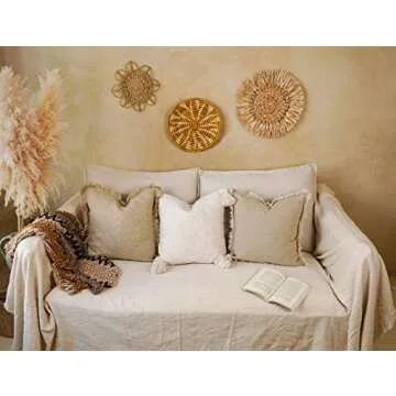 LuxDesign Boho Beige Pillow Covers 18x18 for Home Decor