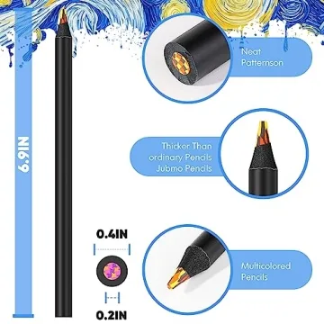 Vibrant 12-Color Rainbow Pencils for Kids and Teens