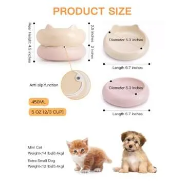 Ceramic Raised Cat Bowl, 2 in 1 Elevated Cat Food and Water Bowl Set for Indoor Cats, Whisker Friend...