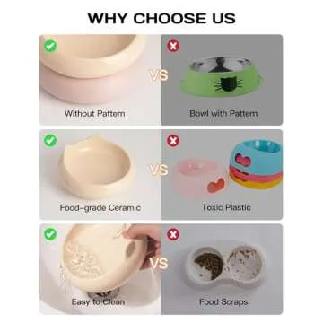 Ceramic Raised Cat Bowl, 2 in 1 Elevated Cat Food and Water Bowl Set for Indoor Cats, Whisker Friendly Cute Kitten Food Bowl for Protecting Pet's Spine, 2 Pack (Yellow+Morandi Pink)