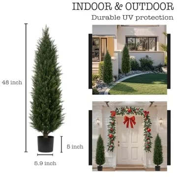 Elegant 4FT Artificial Cedar Trees Indoor Outdoor Decor
