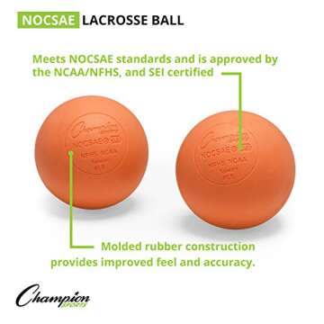 Champion Sports Colored Lacrosse Balls: Orange Official Size Sporting Goods Equipment for Profession...