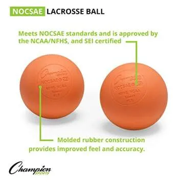 Champion Sports Colored Lacrosse Balls: Orange Official Size Sporting Goods Equipment for Profession...