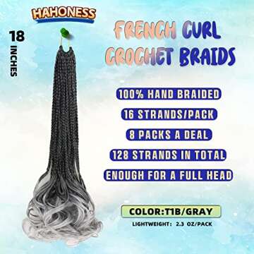 self-tanners Crochet Braids for Black Women-18 Inches 8 Packs Goddess Box Braids,Ombre Gray Soft Pre...