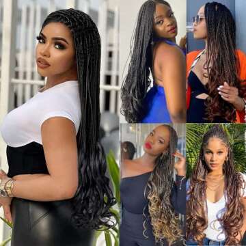 self-tanners Crochet Braids for Black Women-18 Inches 8 Packs Goddess Box Braids,Ombre Gray Soft Pre Looped Braided Synthetic Hair Extensions with Curly Wavy Ends(18"-8 Packs,Tgray)