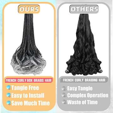 self-tanners Crochet Braids for Black Women-18 Inches 8 Packs Goddess Box Braids,Ombre Gray Soft Pre Looped Braided Synthetic Hair Extensions with Curly Wavy Ends(18"-8 Packs,Tgray)