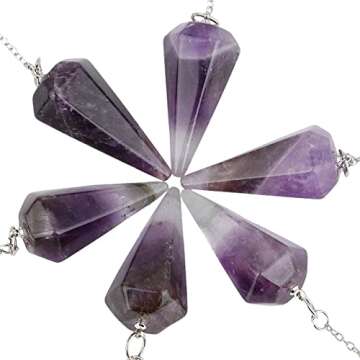 mookaitedecor Amethyst Healing Crystals Set, 7 Chakra Bracelet, Palm Stones, Pendulum, Pocket Guardian Angel, Pyramid Meditation Kits for Reiki,Balancing