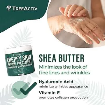 TreeActiv Crepey Skin Repair Treatment, 8oz, Firming Cream For Face and Neck, Skin Firming and Tightening Lotion with Hyaluronic Acid, Crepey Skin Treatment that Moisturizes Dry Crepe Skin, 500+ Uses