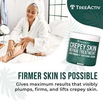 TreeActiv Crepey Skin Repair Treatment, 8oz, Firming Cream For Face and Neck, Skin Firming and Tightening Lotion with Hyaluronic Acid, Crepey Skin Treatment that Moisturizes Dry Crepe Skin, 500+ Uses