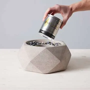 TerraFlame Geo Fire Bowl Table Top | Portable Concrete Fire Pit for Indoor and Outdoor | 1 Gel Fuel ...