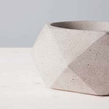 TerraFlame Geo Fire Bowl Table Top | Portable Concrete Fire Pit for Indoor and Outdoor | 1 Gel Fuel Can | Clean Burning and Smoke-Free | Protective Cork Base | StoneCast Sand Finish