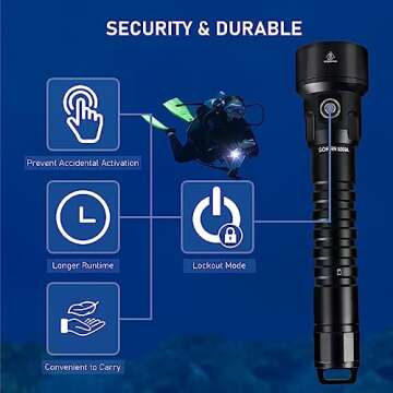 Scuba Diving Flashlight 6800 High Lumens, Sofirn SD09L Super Bright LED Underwater Light with Rechargeable Power, IPX8 Waterproof Submersible Torch for Night Cave Dives （SD09L