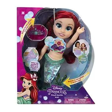 Disney Princess Ariel Doll Sing & Sparkle - Light-up with 2 Songs & Over 20 Phrases! 14 Inches Tall