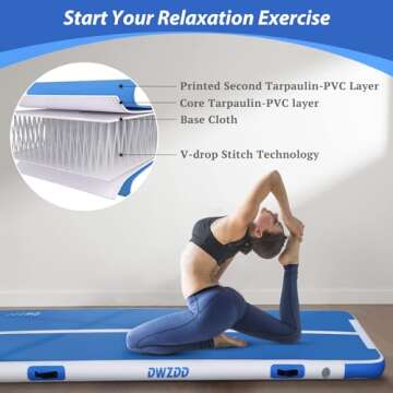 Dwzdd Gymnastics Air Mat 10ft/13ft/16ft/20ft Tumbling Mat Inflatable Gymnastics Tumble Track for Hom...