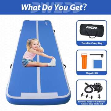 Dwzdd 10ft Air Gymnastics Mat for Training & Fun