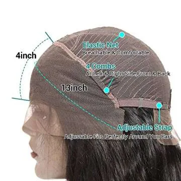 Geeta Human Hair Lace Front 13x4 Wigs Bob 10 Inch 180 Density Brazilian Virgin Human Hair Short Bob Wigs Straight Hair Natural Color