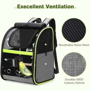 Pecute Bird Carrier Backpack for Comfortable Travel