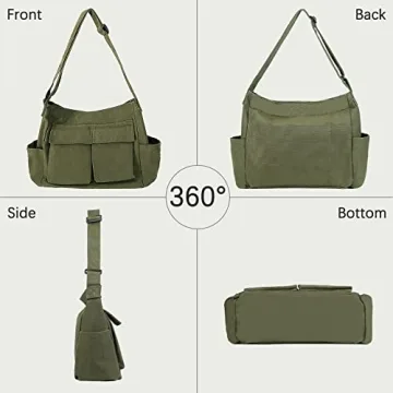 Versatile Canvas Shoulder Bag with Multiple Pockets for All
