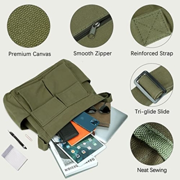 Versatile Canvas Shoulder Bag with Multiple Pockets for All