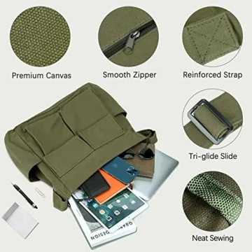 Versatile Canvas Shoulder Bag with Multiple Pockets for All