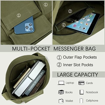 Versatile Canvas Shoulder Bag with Multiple Pockets for All