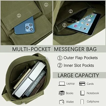 Versatile Canvas Shoulder Bag with Multiple Pockets for All