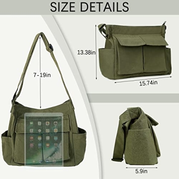 Versatile Canvas Shoulder Bag with Multiple Pockets for All