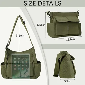 Versatile Canvas Shoulder Bag with Multiple Pockets for All