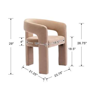 Modern Dining Chair Set of 4, Velvet Upholstered Barrel Kitchen Chair, Round Dining Chairs with Wood...