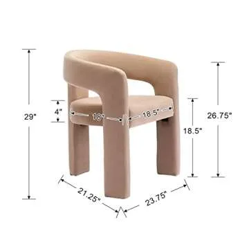 Modern Dining Chair Set of 4, Velvet Upholstered Barrel Kitchen Chair, Round Dining Chairs with Wood...