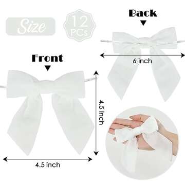 AIMUDI White Velvet Bows 4.5" White Christmas Bows for Tree Premade White Bows for Wreaths Twist Tie...