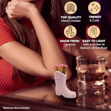 Cute Cowboy Boot Match Holder with Striker for Decor