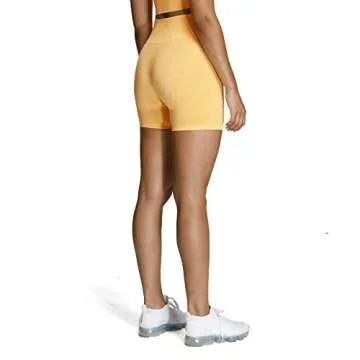 Aoxjox Vital Seamless Biker Shorts for Women High Waist Workout Booty Running Yoga Short 5" (Vital Yellow Marl, X-Large)