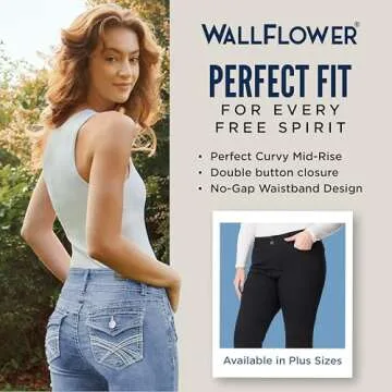 WallFlower Women's Luscious Curvy Bootcut Mid-Rise Insta Stretch Juniors Jeans (Standard and Plus), Black, 3 Long