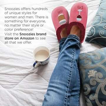 Snoozies Womens Pairables - Funny Slippers for Women - Womens Slippers - House Slippers - Peek-A-Boo - Blue - 2020 Version - Medium