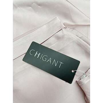 Chigant Satin Shirts for Women Short Sleeve Blouse Loose Crewneck Silk Tunic Tops(Pink,Samll)