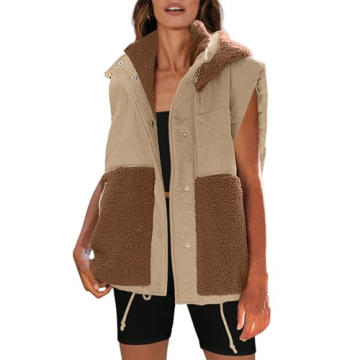 Nirovien Womens Oversized Fleece Vest with Removable Hood