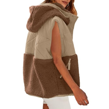Nirovien Womens Oversized Fleece Vest with Removable Hood