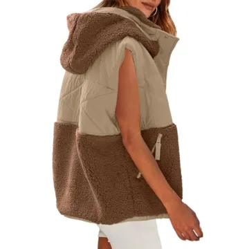 Nirovien Womens Oversized Fleece Vest with Removable Hood