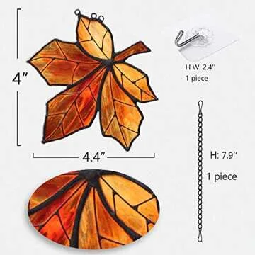 HAOSUM Maple Leaves Stained Glass Window Hanging,Fall Leaf Decorations, Suncatcher for Window,Stained Glass Maple Leaves Window Decoration for Office Party Home Decor Gifts for Women(Orange)…