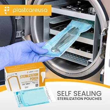 200 3.5 X 5.25 Self Sterilization Pouches for Dental Offices, Autoclave Sterilizer Bags Pouch for De...