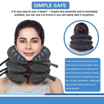 Cervical Neck Traction Device Inflatable Neck Support, Adjustable Neck Brace is Good for Spine Alignment and Chronic Neck Pain Relief, Traction Collar is Easy to Use at Home or Office