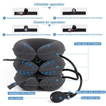 Cervical Neck Traction Device Inflatable Neck Support, Adjustable Neck Brace is Good for Spine Alignment and Chronic Neck Pain Relief, Traction Collar is Easy to Use at Home or Office