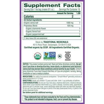 Organic Smooth Move Senna Chamomile Tea for Digestion