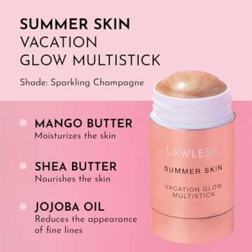 Lawless Summer Skin Vacation Glow Multistick - Sparkling Champagne - Premium Skin Glow with Natural ...
